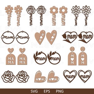 Muttertag Ohrringe SVG Bundle, Liebe Svg, Mama Geschenk Svg, Boho Ohrringe Svg, Kunstleder Ohrringe SVG, Cricut Leder Ohrringe, Ohrring Cut