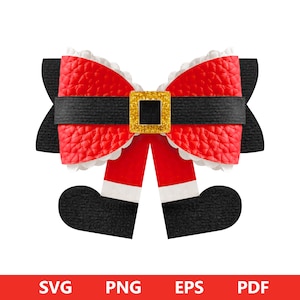 Arco de cinto de Papai Noel SVG, modelo de arco de Natal SVG, arco de Papai Noel Svg, designs de Natal para Cricut, modelo de arco de cabelo Svg, arquivos de corte Cricut
