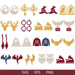 Magic Earrings SVG Bundle, Wizzard Ornaments Earrings SVG, Faux Leather Earrings SVG, Glowforge Svg, Cricut Leather Earrings, Earrings Svg