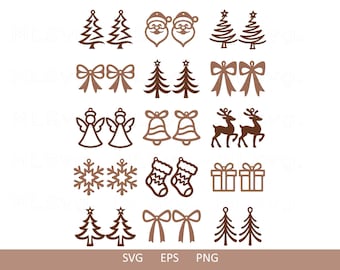 Minimalist Christmas Earrings Bundle SVG, Christmas Earrings SVG, Earring Cut File, Faux Leather Earrings, Cricut Earring Svg, Glowforge Svg