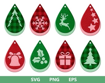 Christmas Earrings SVG, Christmas Tree Earrings SVG, Faux Leather Earrings SVG, Glowforge Svg, Cricut Leather Earrings, Snowflake Earrings