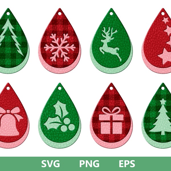 Christmas Earrings SVG, Christmas Tree Earrings SVG, Faux Leather Earrings SVG, Glowforge Svg, Cricut Leather Earrings, Snowflake Earrings