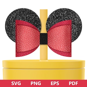 Straw Topper Bow SVG, Mouse Ears Svg, Bow Template SVG, Designs for Cricut, Leather Bow Topper, Tumbler Bow SVG, Cup Bow Topper