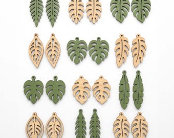 Floral Earrings SVG Bundle, Leaf Faux Leather Earrings SVG, Leaf Earrings SVG, Boho Glowforge Svg, Cricut Earrings, Tropical Earrings svg