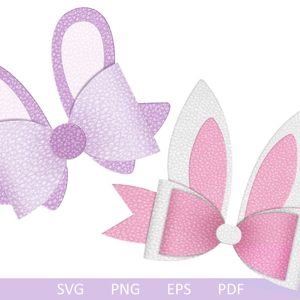 Bunny Bow Bundle SVG, Bunny Ears SVG, Hair Bow Template, Bow Collection SVG, Easter Bow Svg, Leather Bow, Bow Silhouette, Cricut Cut Files