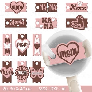 Mamma Tumbler Topper SVG, Festa della mamma Svg, Stanley Topper Svg, Heart Mama Plate SVG, Glowforge Svg, 40/30/20 oz Tumbler Topper, Mamma Regalo Svg