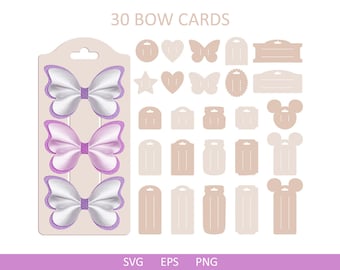 Bow Card SVG, Hair bow card svg, bow display card svg, bow template, hair clip card svg, bow holder template, Svg bundle, Bow card cut png