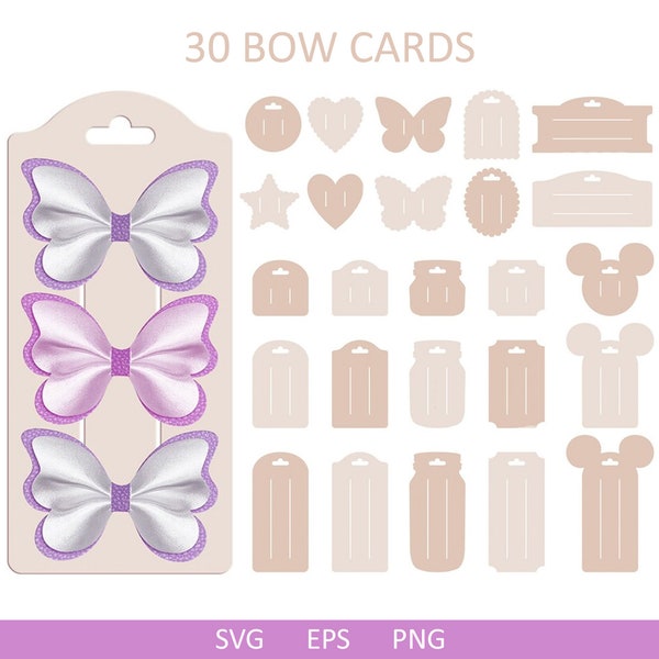 Bow Card SVG, Hair bow card svg, bow display card svg, bow template, hair clip card svg, bow holder template, Svg bundle, Bow card cut png