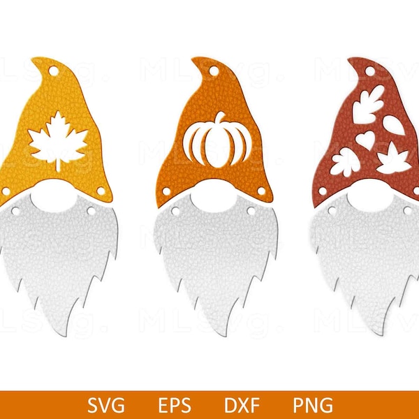 Autumn Gnome Earring SVG, Fall Earrings SVG, Gnome Earring Cut File, Faux Leather Earring, File For Cricut, Glowforge Svg, Fall Gnome Svg