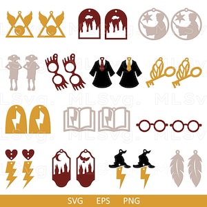 Pacote SVG de brincos mágicos, brincos de assistente Svg, brincos de ornamentos mágicos SVG, brincos de couro sintético, Glowforge Svg, brincos de couro Cricut
