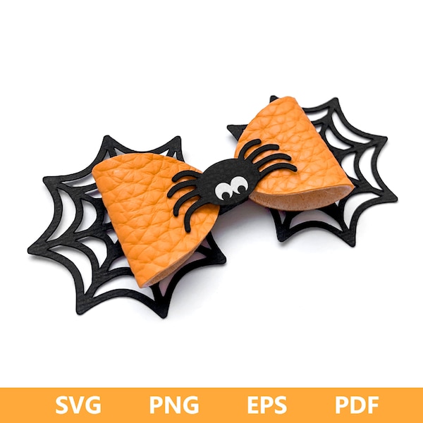 Spiderweb Bow SVG, Spiderweb Bow Template, Hair Bow SVG, Halloween Cricut Svg, Cricut Cut Files, Bow Collection Svg, Orange Bow Svg