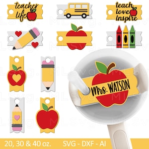 Professor Tumbler Topper SVG, placa de identificação de lápis, Stanley Topper Svg 40 onças 30 onças 20 onças, arquivo de corte Glowforge, Apple Tag Svg, placa de identificação Stanley Svg