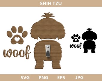 Shih tzu Dog Svg, Shih tzu Dog Butt Hook Svg File, Shih tzu r Svg Silhouette, Shih-tzu svg Dog Butt Leash Holder SVG, dog butt, png, jpg