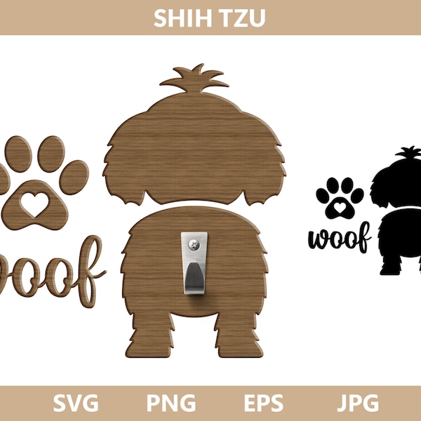 Shih tzu Dog Svg, Shih tzu Dog Butt Hook Svg File, Shih tzu r Svg Silhouette, Shih-tzu svg Dog Butt Leash Holder SVG, dog butt, png, jpg