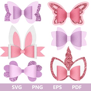 Schleife Bundle SVG, Haarschleife Vorlage, Bow Collection SVG, Bunnie Bow Template, Lederschleife, Filzschleife SVG, Haarschleife Silhouette, Cricut Cut Dateien