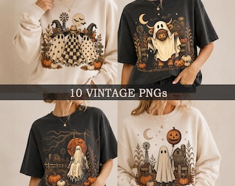 Retro Halloween PNG Files, Spooky Ghost Shirt Design, Vintage Halloween Ghost Png, Spooky Sublimation Png, Halloween Shirt Design, Skeleton