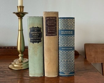 Set of Three BIG BEAUTIFUL Poetry Books / Decorative Old Vintage Poetry Books / Vintage Poetry / Poems/ Decorative Poetry Books