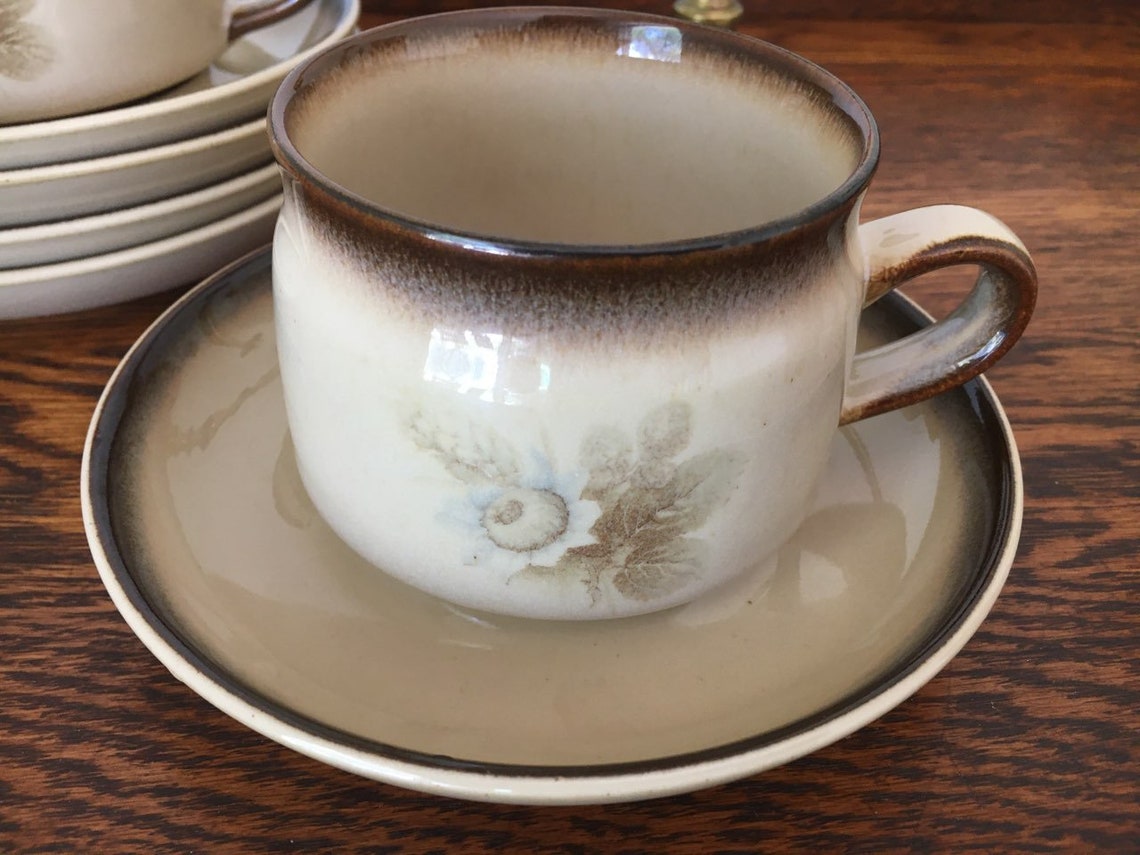 Set of Five Vintage Denby England Mugs With Saucers Etsy UK