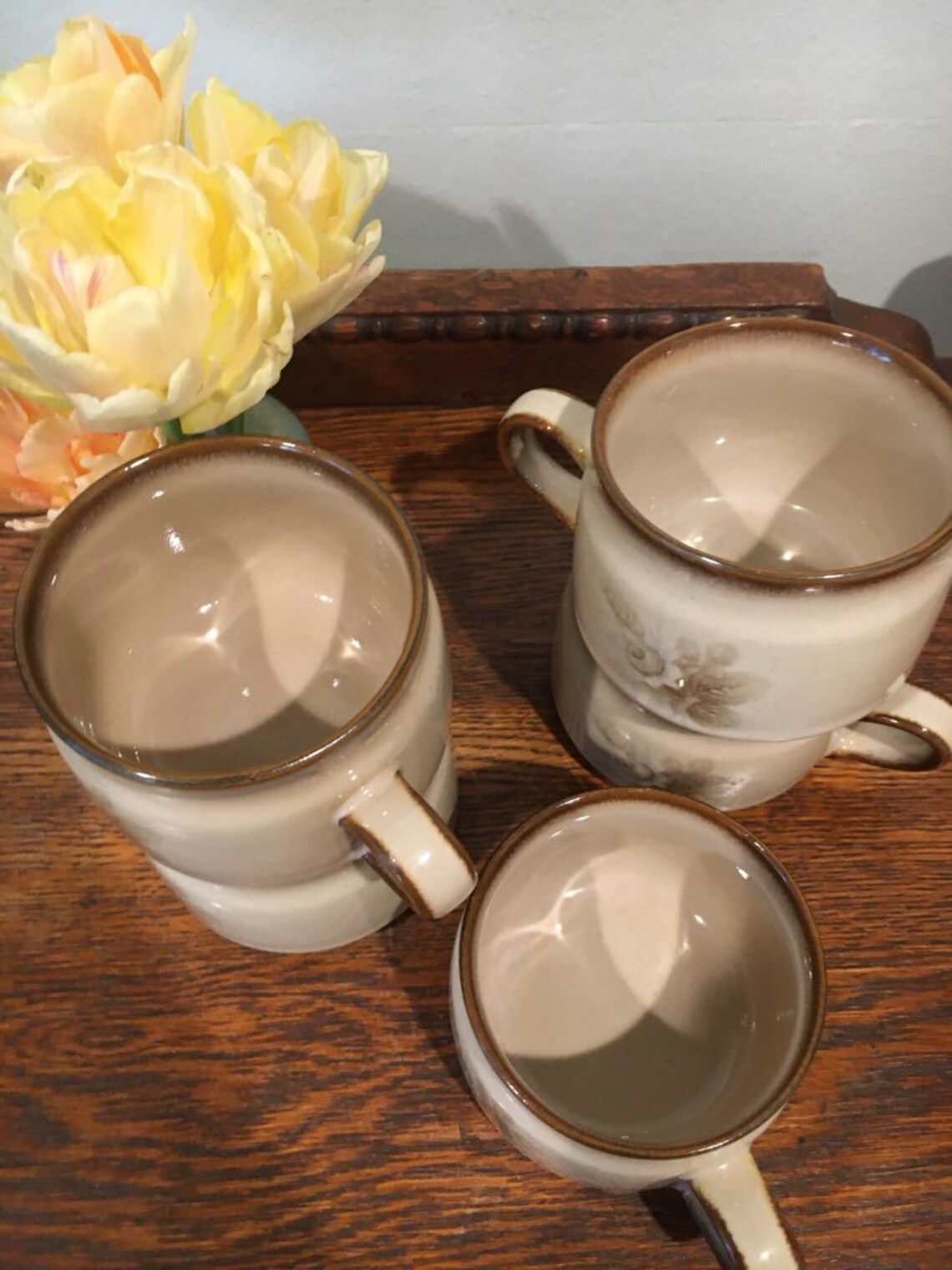 Set of Five Vintage Denby England Mugs With Saucers Etsy UK