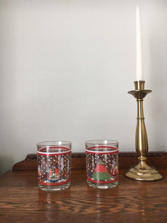Nutcracker Drinking Glasses Featuring Christmas Tree and Snow Etsy