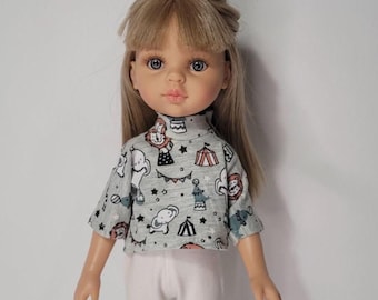 Paola Reina Doll T-Shirt Pattern (32 cm), PDF sewing pattern in French and English, step-by-step tutorial, beginner pattern