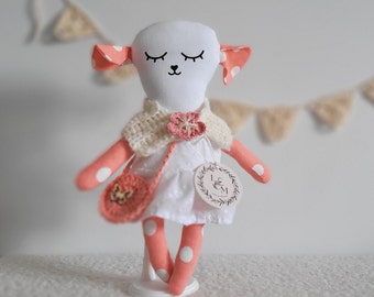 Linen sheep plush toy, sheep doggie, children's toy, rag doll with clothes