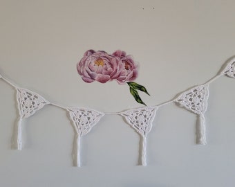 Boho garland, crochet triangle bunting, banner