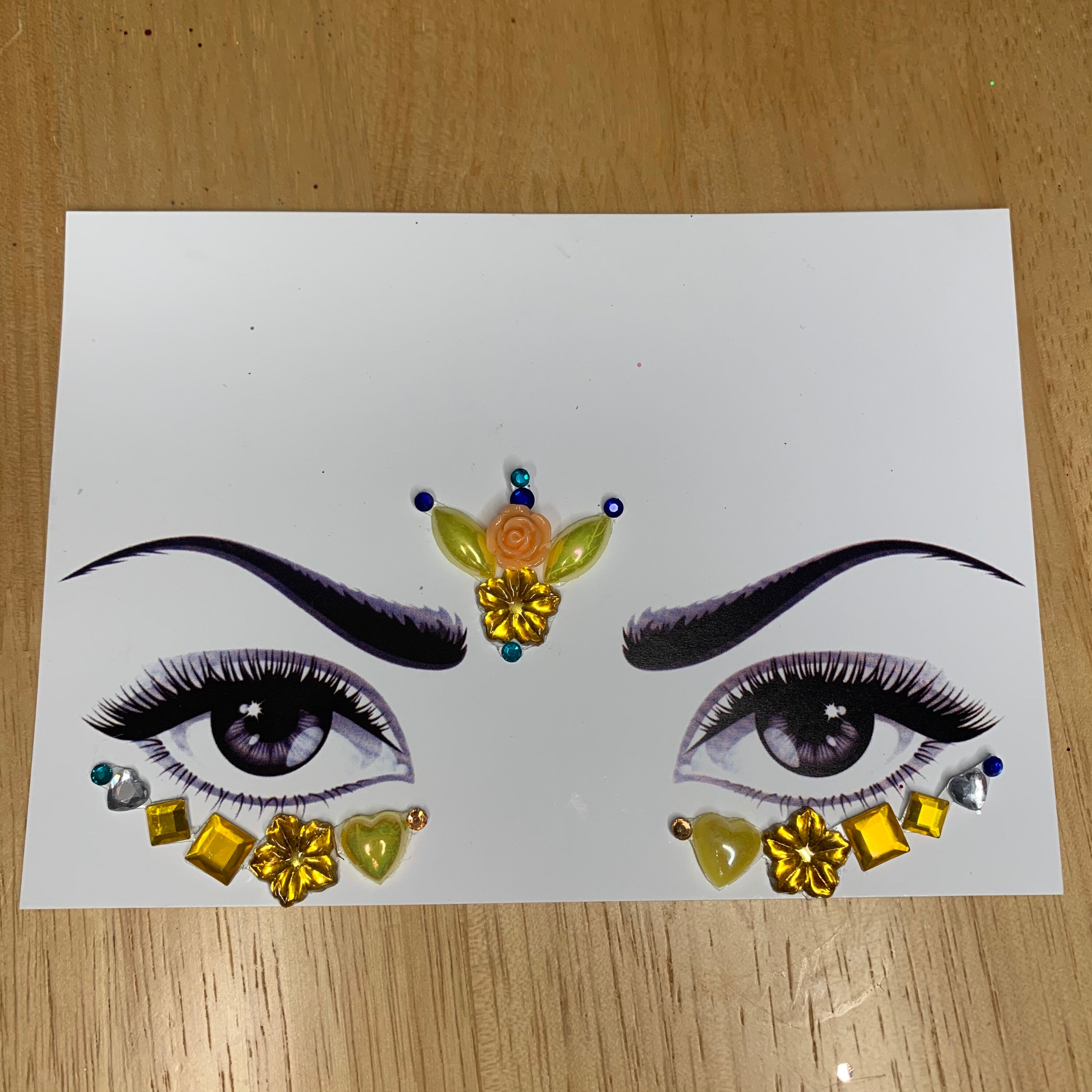 Yellow Blue and gold self adhesive forehead face jewels Etsy