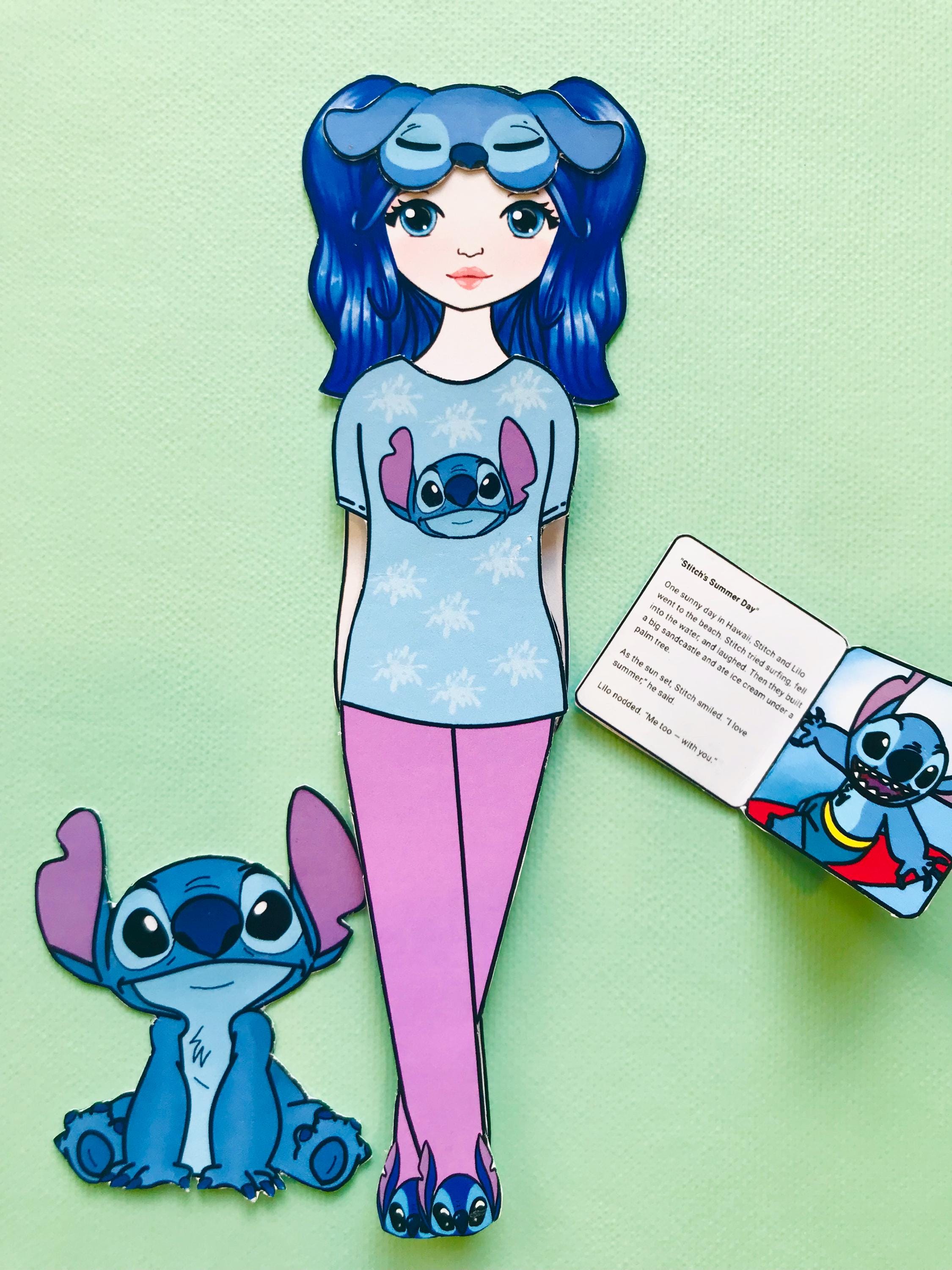 Druckbare Papierpuppe mit Schlafsack, Stitch Set, Spielzeug und Outfits,  Anziehbild, Basteln fr Kinder, Digitaler Download - Etsy sterreich
