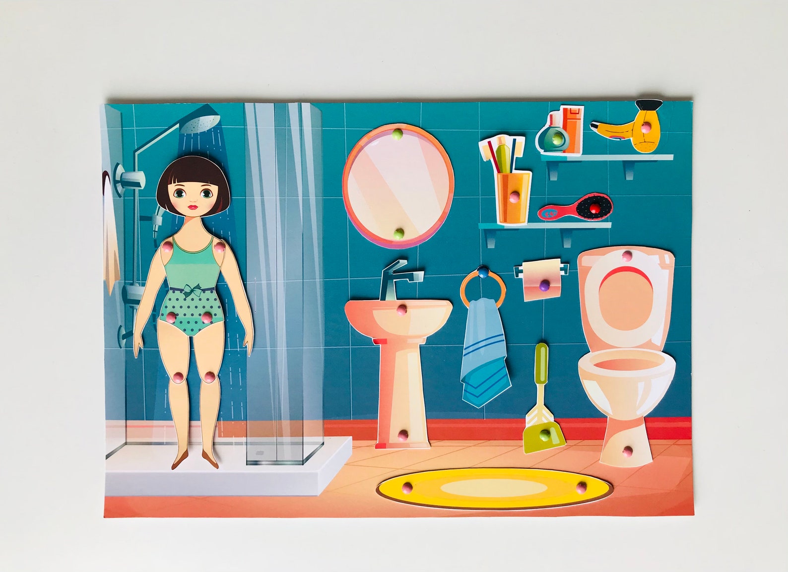 Printable dollhouse Bathroom with 11 movable interior Etsy