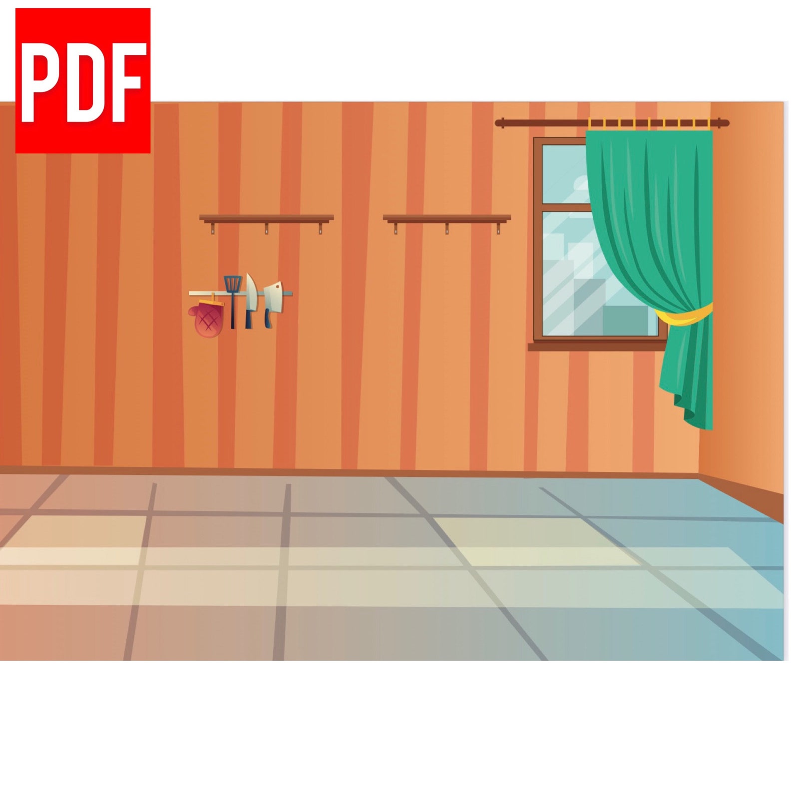 Printable Dollhouse Kitchen with 25 Elements