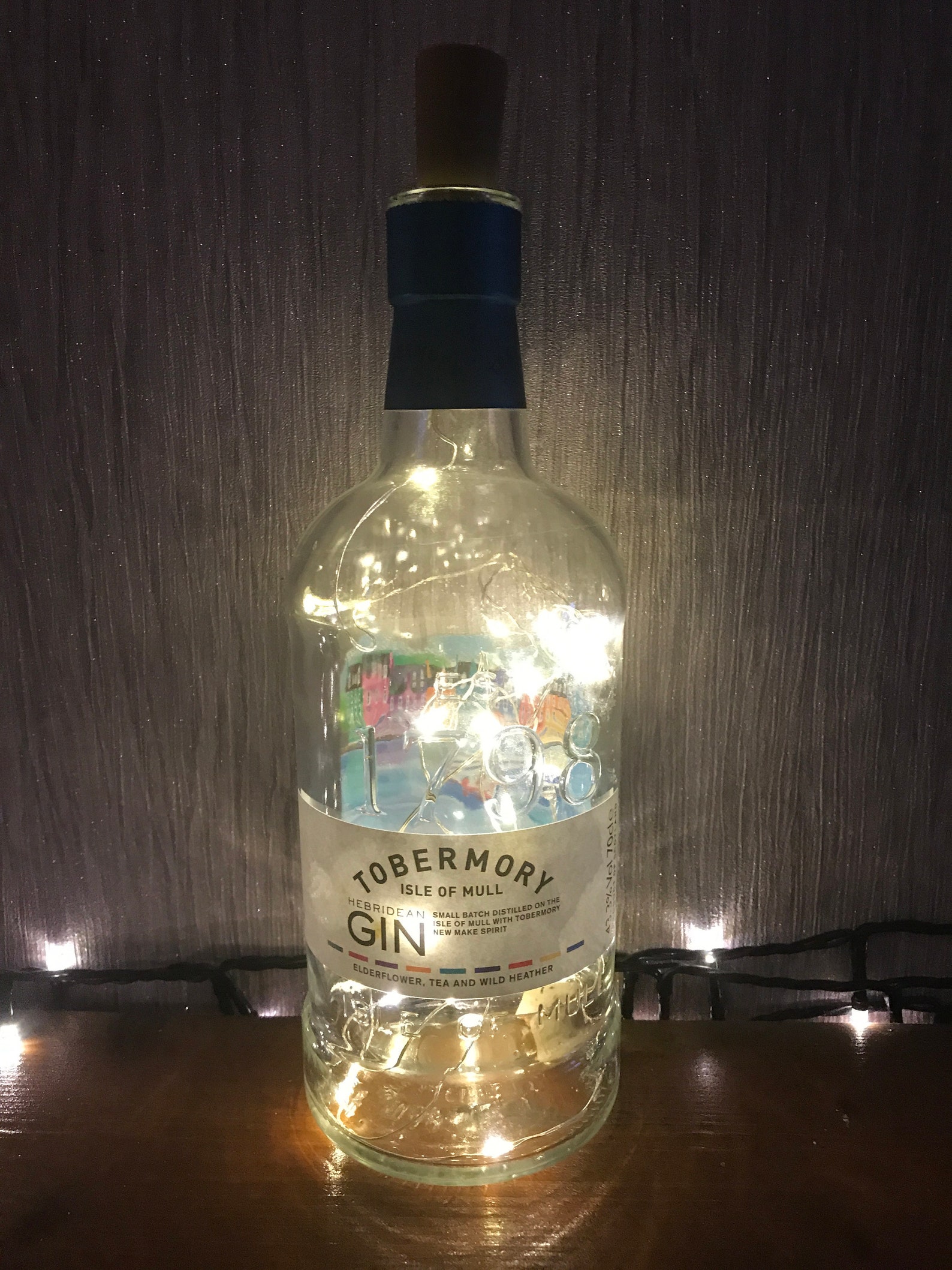 Gin bottle with lights Etsy