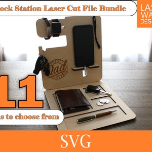 Father&#39;s day gift, Dock station for men, charging dock station svg, desk organizer, bedside organizer, SVG laser cut file.
