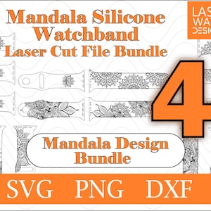 Mandala Laser SVG File for Silicone Watch Band, Engraved, Digital Cut File, Custom engraved watch band, Laser Engraved, Laser Ready File.
