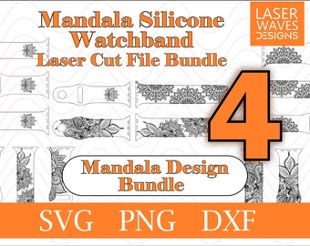 Cinturino Apple Watch Mandala in formato SVG, con design inciso al laser (file di taglio digitale)