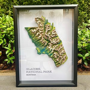 Gletscher / Waterton Nationalpark, Montana / Alberta | 3D-Schichtpapier, Topographiekarte