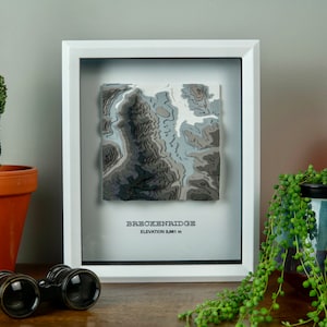 Mapa personalizado de Breckenridge, Colorado | Mapa topográfico de papel em camadas 3D | EMOLDURADO l