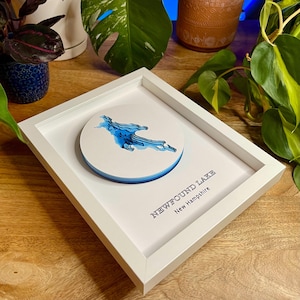 Lago Newfound, New Hampshire / Batimetría en papel en capas 3D / ENMARCADO / Mapa del lago personalizado