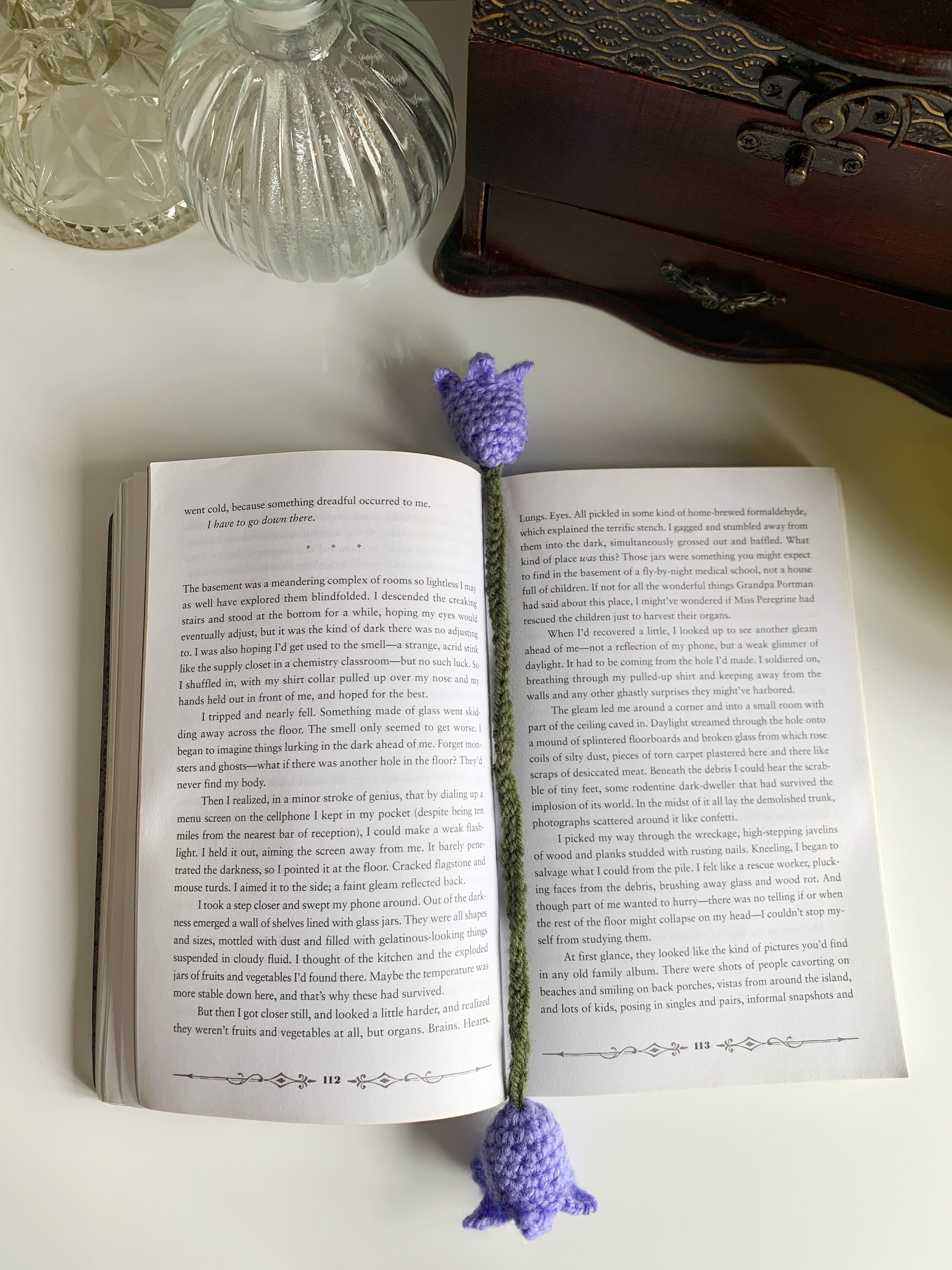 Crochet Bluebell Bookmark, Knitted Flower Bookmark, Cottagecore Book