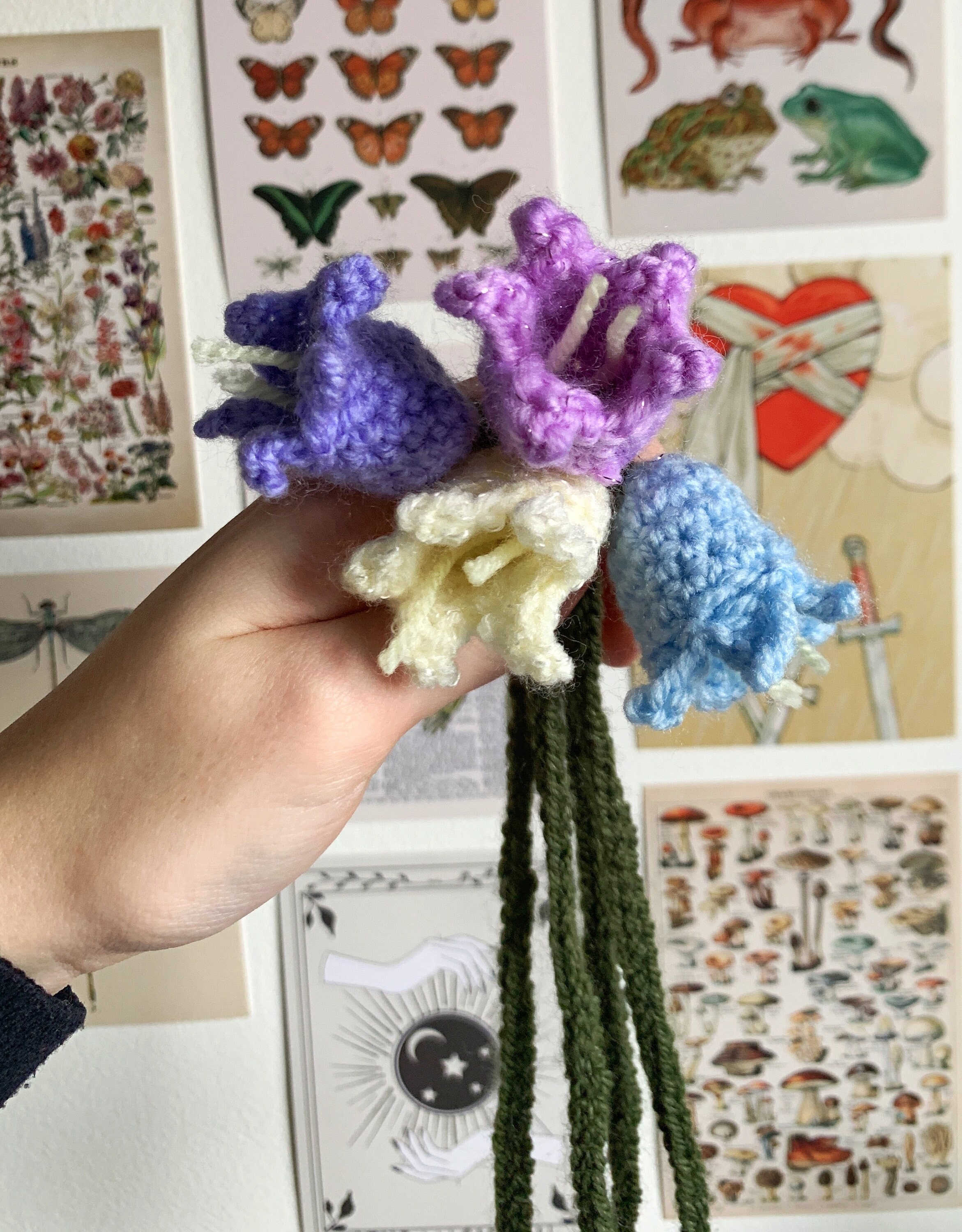 Crochet Bluebell Bookmark, Knitted Flower Bookmark, Cottagecore Book