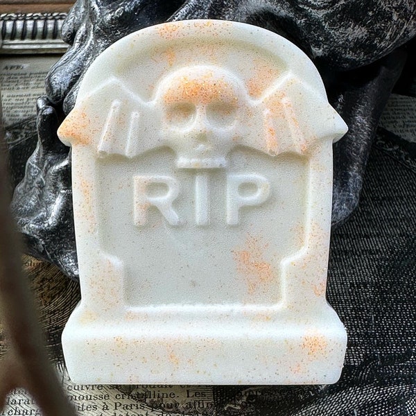 GRAVE ~ 6 Fondants parfumés en cire, Bougie Tombe, Bougie Halloween, Fondants Tête de Mort, Fondants Chauve souris, Bougie sorcière, Rituel