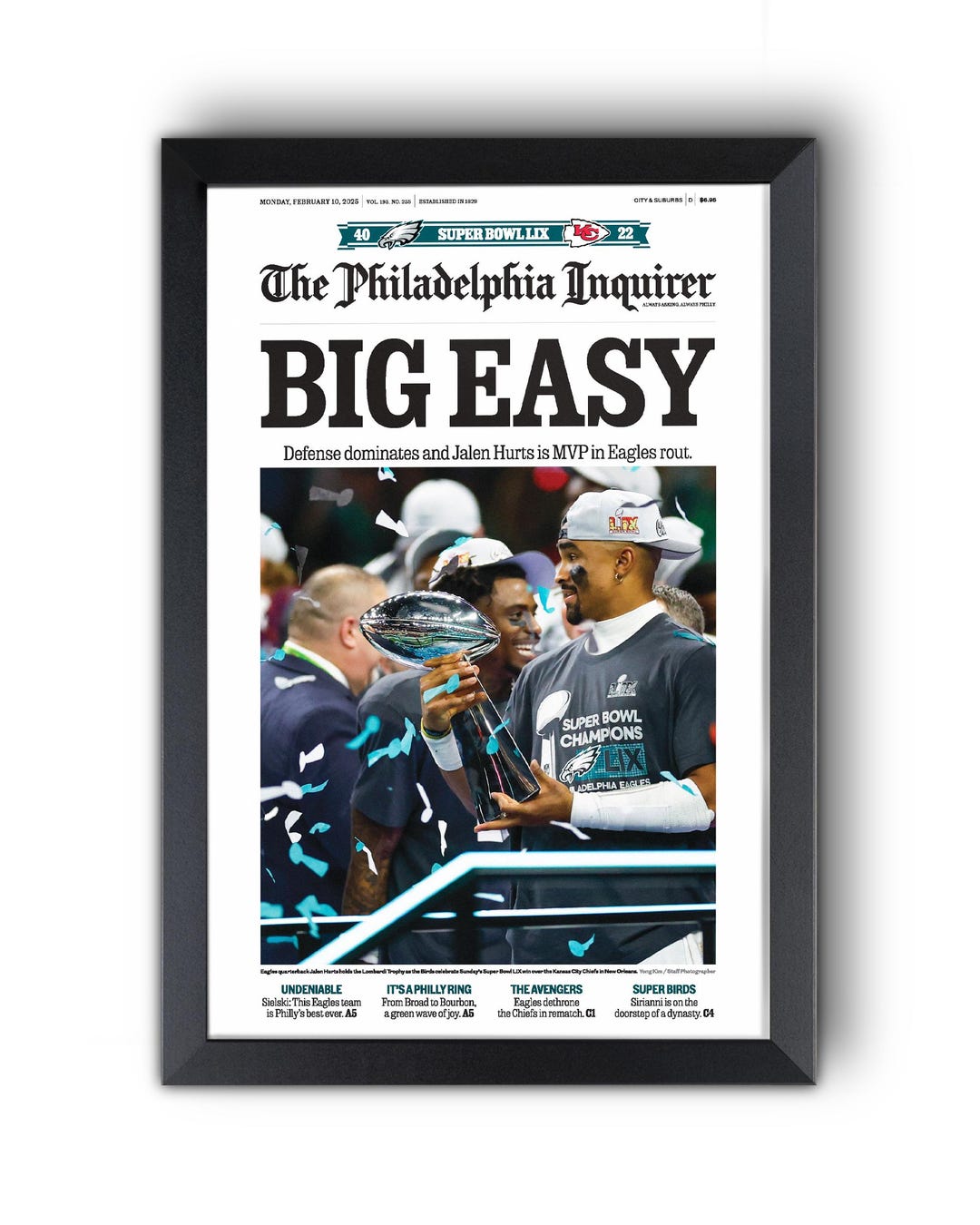 Buy 2025 Philadelphia Eagles Super Bowl LIX Champions big Easy Framed ...
