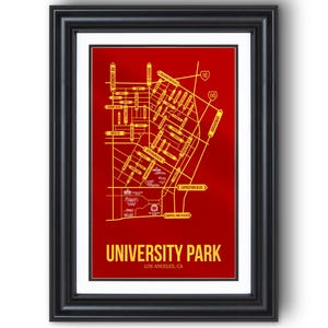 University Park, California Street Map – College Town Wall Art, Framed or Unframed Print, Dorm Room or Graduation Gift
