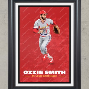 Ozzie Smith St. Louis Cardinals Deluxe Framed Autographed Flip Photograph 8  x 10