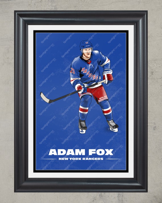 Framed Adam Fox New York Rangers Autographed 16 x 20 Blue