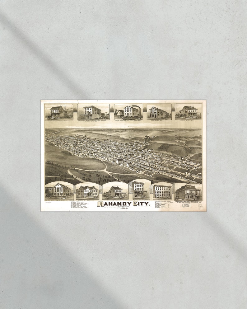 Vintage Map Mahanoy City Pennsylvania State of Pennsylvania Etsy