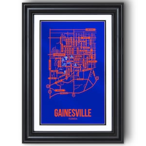 Gainesville, Florida Street Map – College Town Wall Art, Framed or Unframed Print, Dorm Room or Graduation Gift