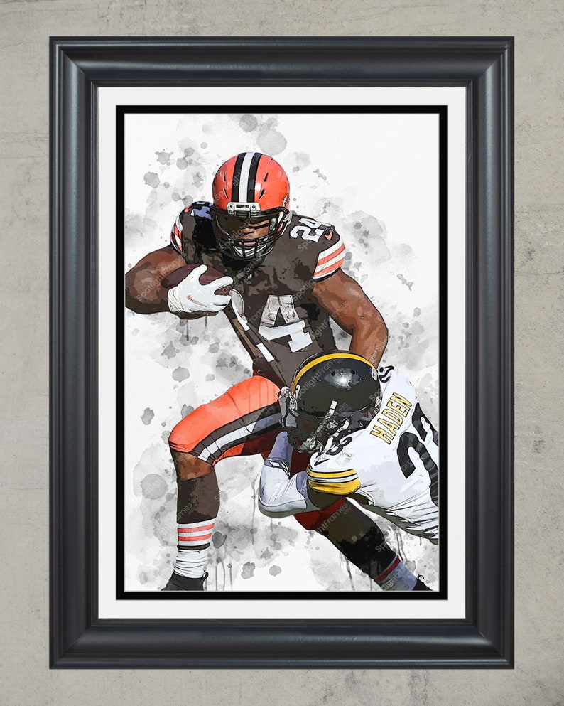 Cleveland Browns Nick Chubb NFL Framed Poster Print Football Wall Art