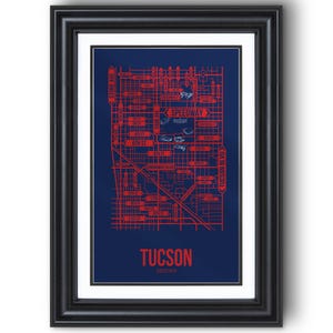 Tucson, Arizona Street Map – University Town Wall Art, Framed or Unframed Print, Dorm Room or Graduation Gift