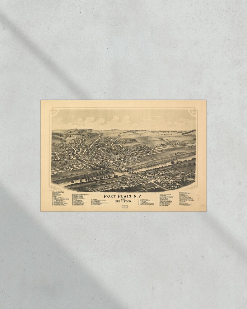 Vintage Map Fort Plain Ny and Nelliston State of New York Etsy